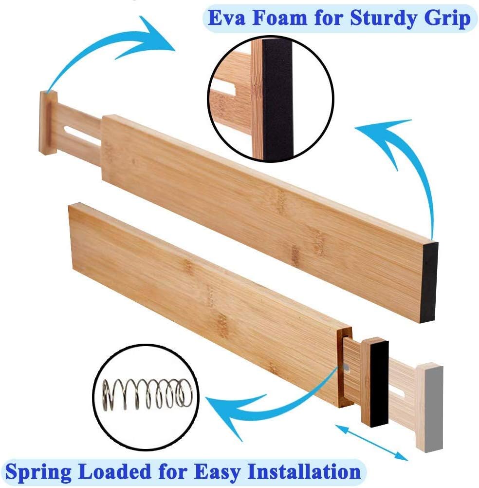 Wa-Very Bambus Küche Schublade Teiler Schubladen-Organisatoren Erweiterbare Schubladen-Teiler Holz Schreibtisch Schublade Organisatoren, Fach Organize