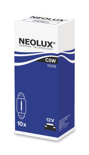 Neolux NLX239 Soffitte 12V 5W C5W SV8,5-8 Glühlampe 35 mm 10er Pack