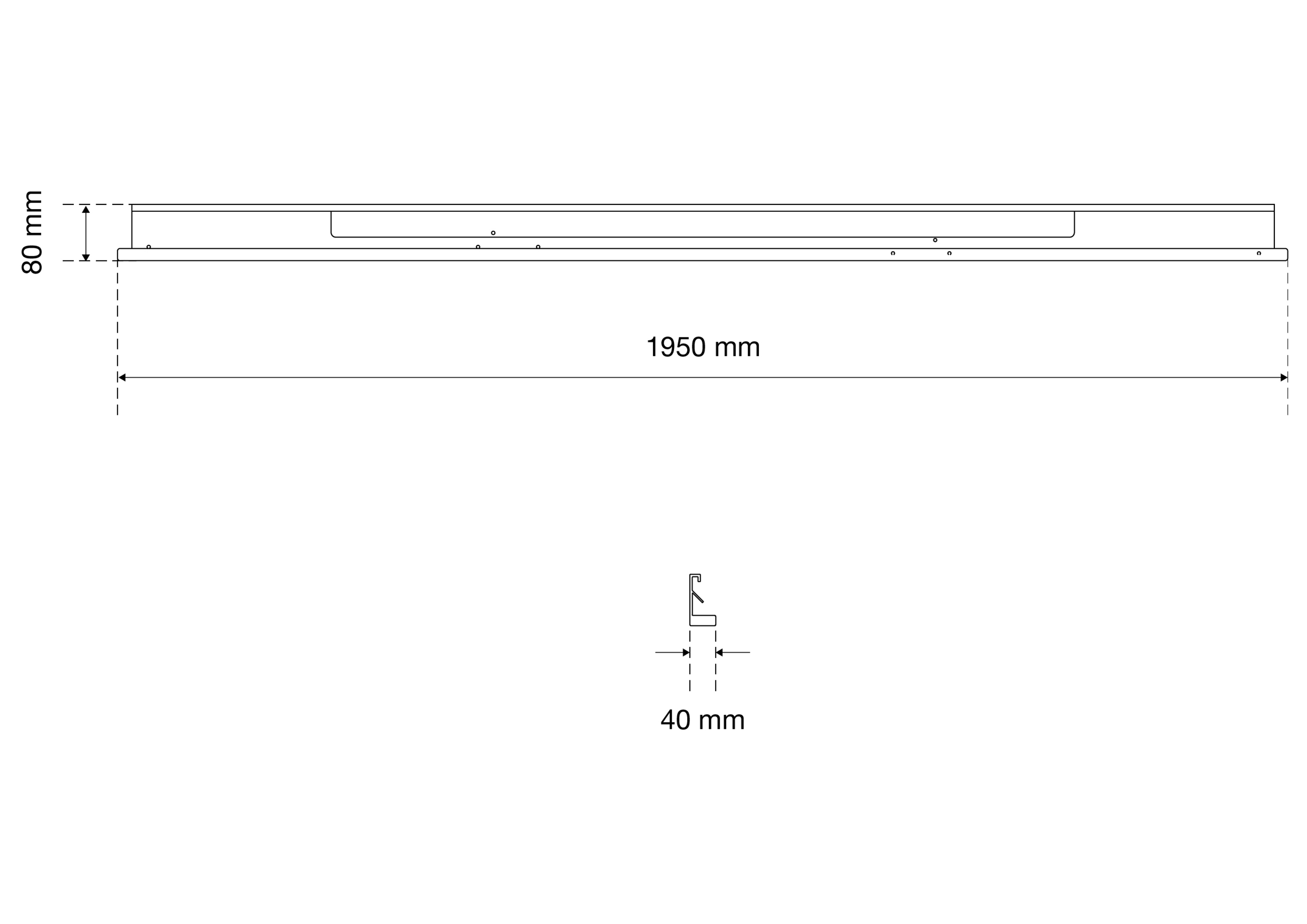 BGS Beleuchtungsabdeckung | für LED-Elemente | 1950 mm