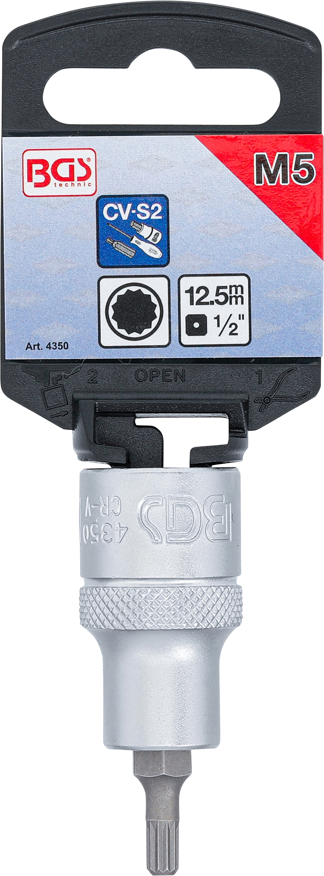 BGS Bit-Einsatz | Antrieb Innenvierkant 12,5 mm (1/2") | Innenvielzahn (für XZN) M5