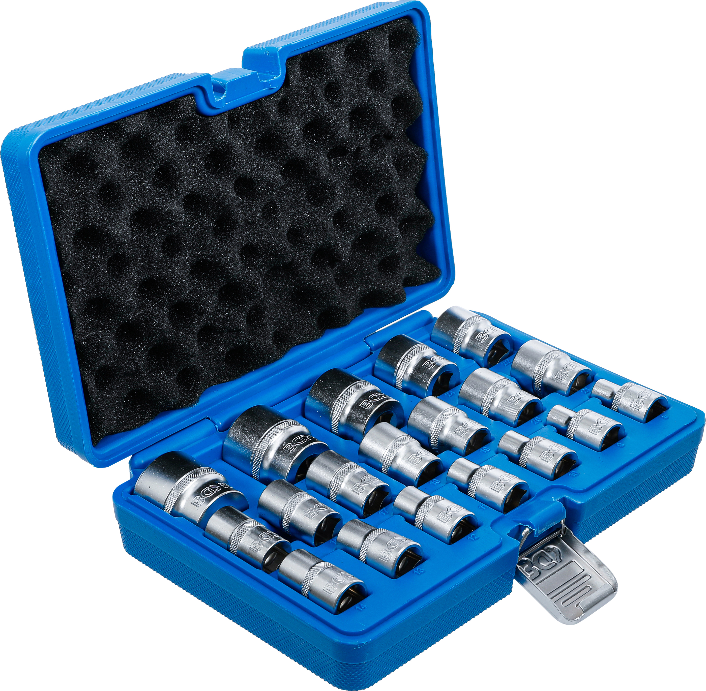 BGS Steckschlüssel-Einsatz-Satz, Sechskant | Antrieb Innenvierkant 12,5 mm (1/2") | SW 8 - 32 mm | 19-tlg.