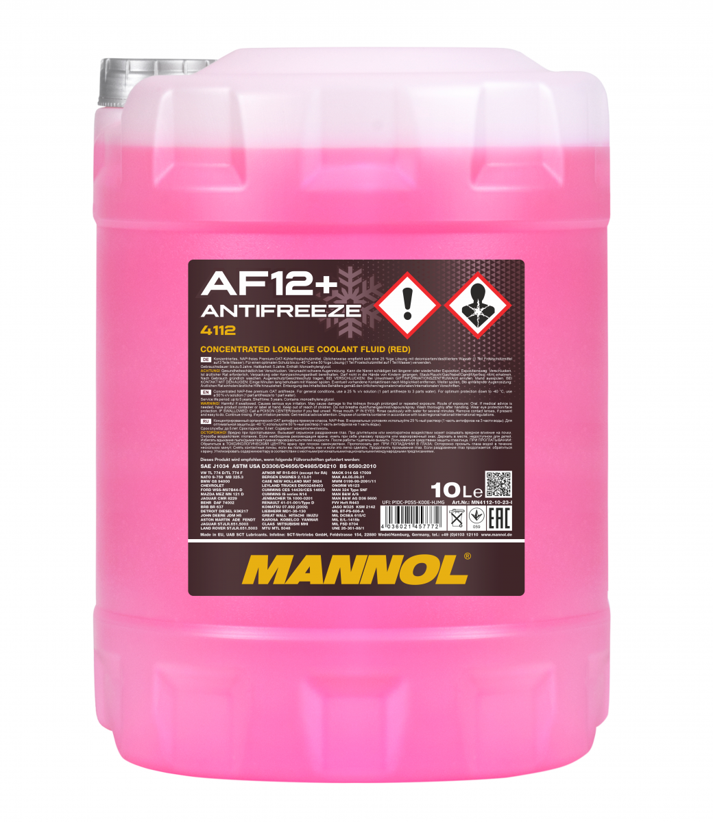 Mannol 4112 Kühlerfrostschutz Antifreeze AF12+ Longlife Konzentrat 10 Liter