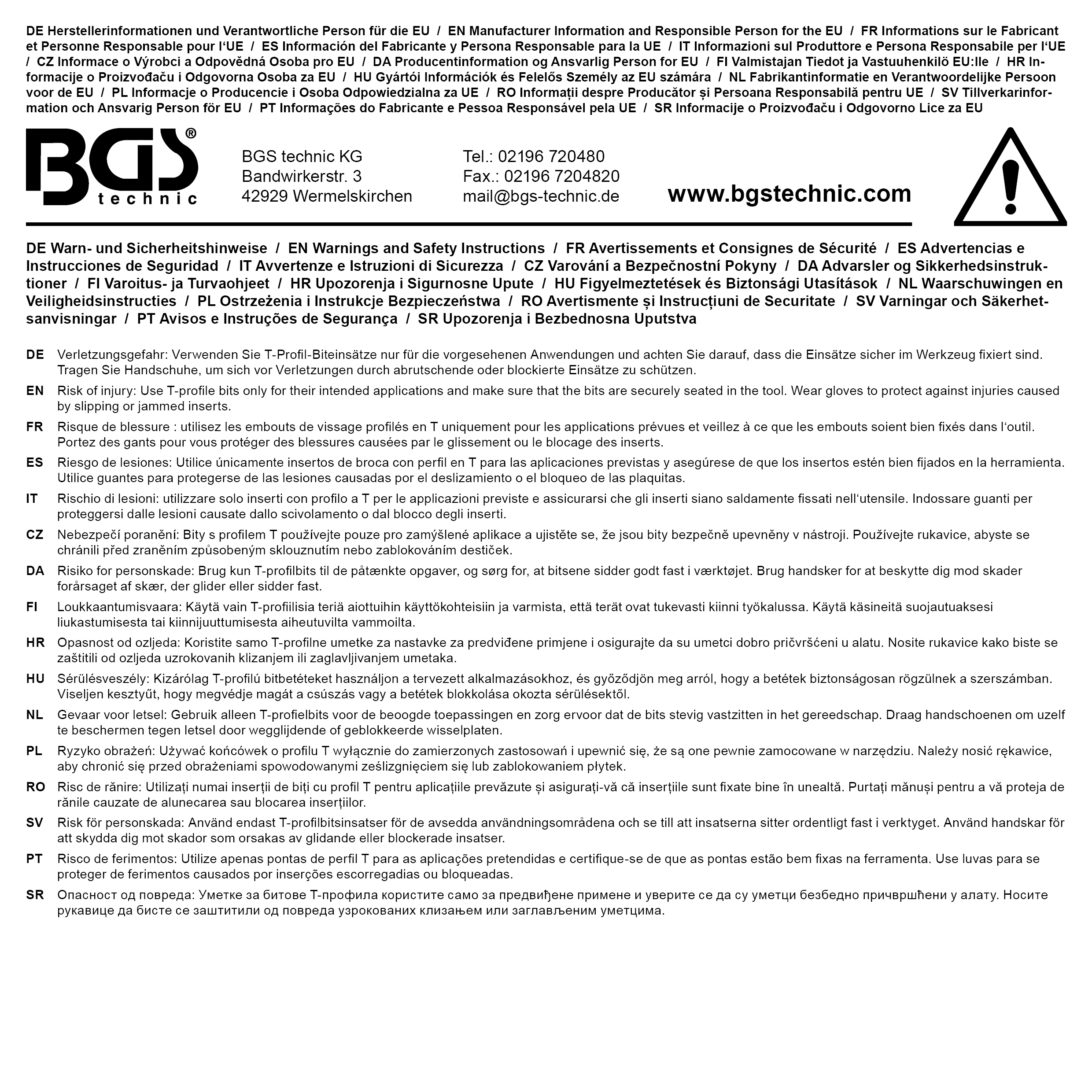 BGS Bit-Einsatz-Satz | Antrieb Innenvierkant 6,3 mm (1/4") | T-Profil (für Torx) T10 - T50 | 9-tlg.