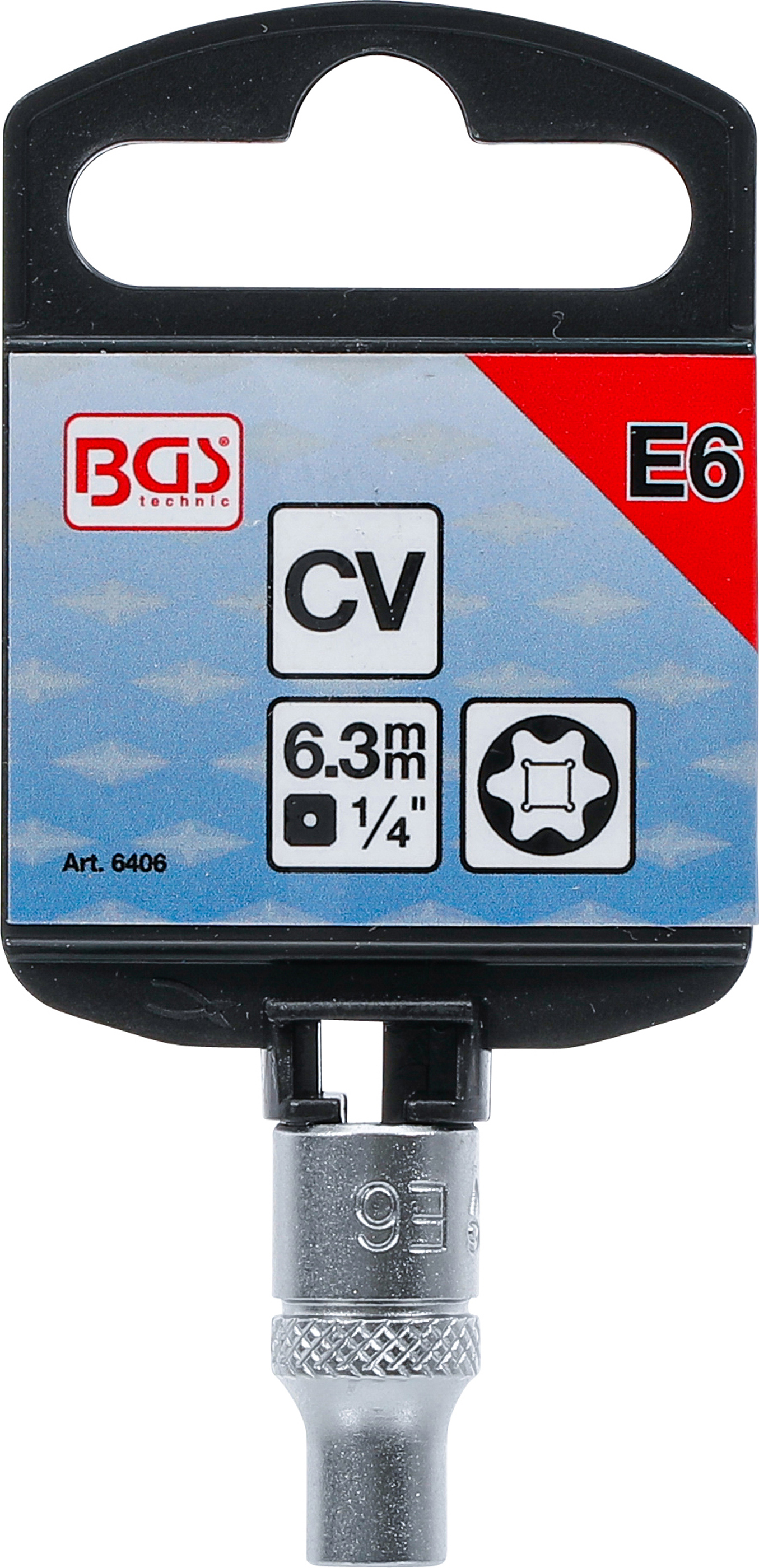 BGS Steckschlüssel-Einsatz E-Profil | Antrieb Innenvierkant 6,3 mm (1/4") | SW E6