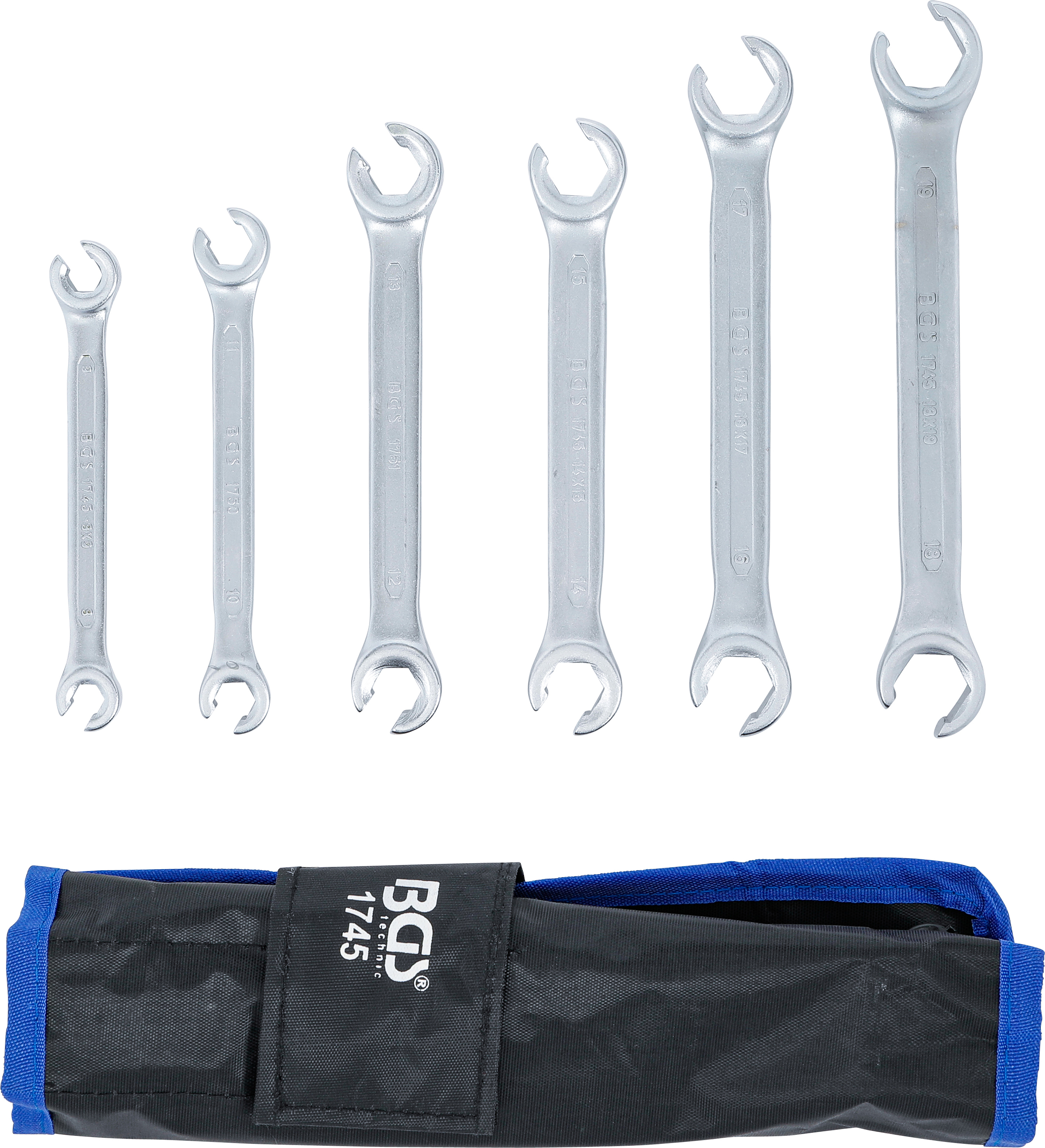 BGS Offener Doppel-Ringschlüssel-Satz | SW 8 x 9 - 18 x 19 mm | 6-tlg.