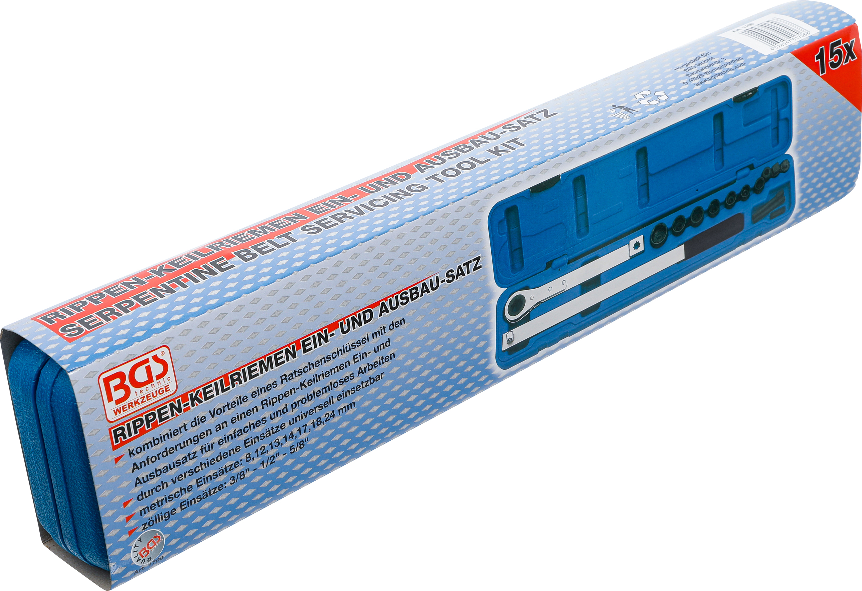 BGS Rippen-Keilriemen-Ein- und Ausbau-Satz | 10 mm (3/8") + 12,5 mm (1/2")