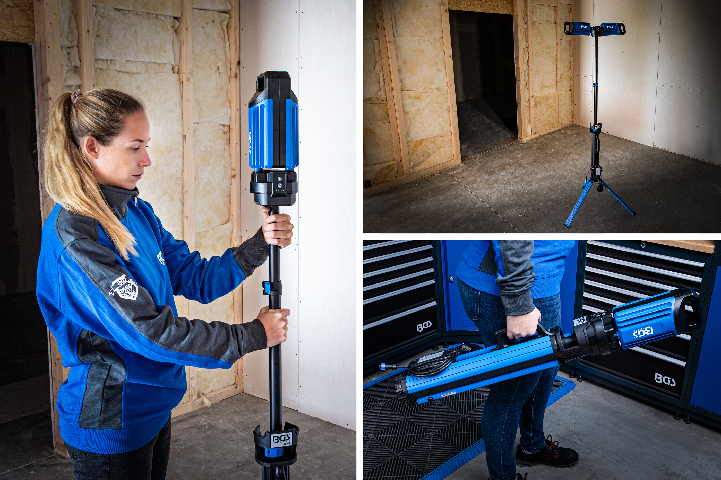 BGS Hybrid Duo-SMD-LED-Arbeits-Strahler | mit Stativ