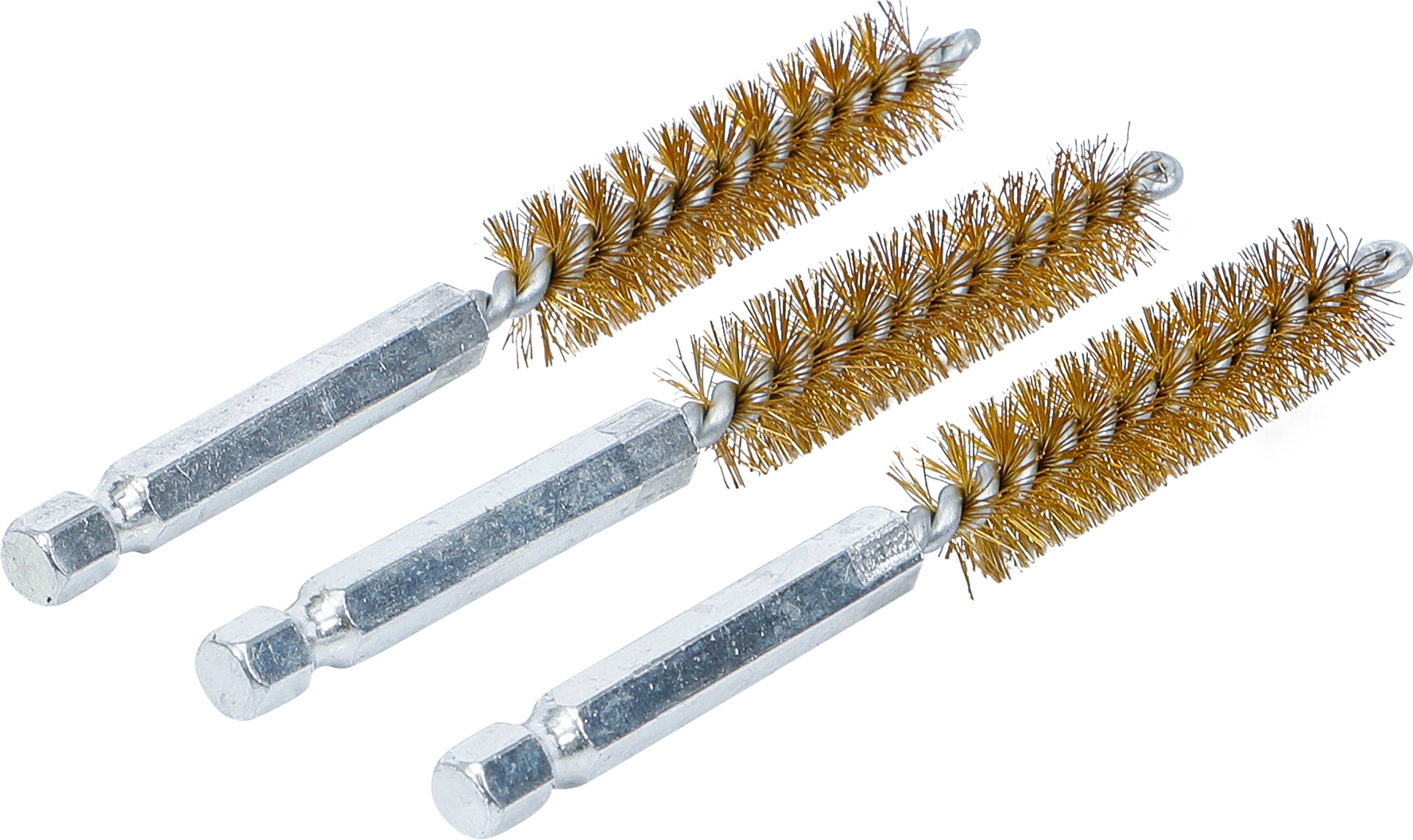BGS Messingbürste | 12 mm | Antrieb Außensechskant 6,3 mm (1/4") | 3-tlg.