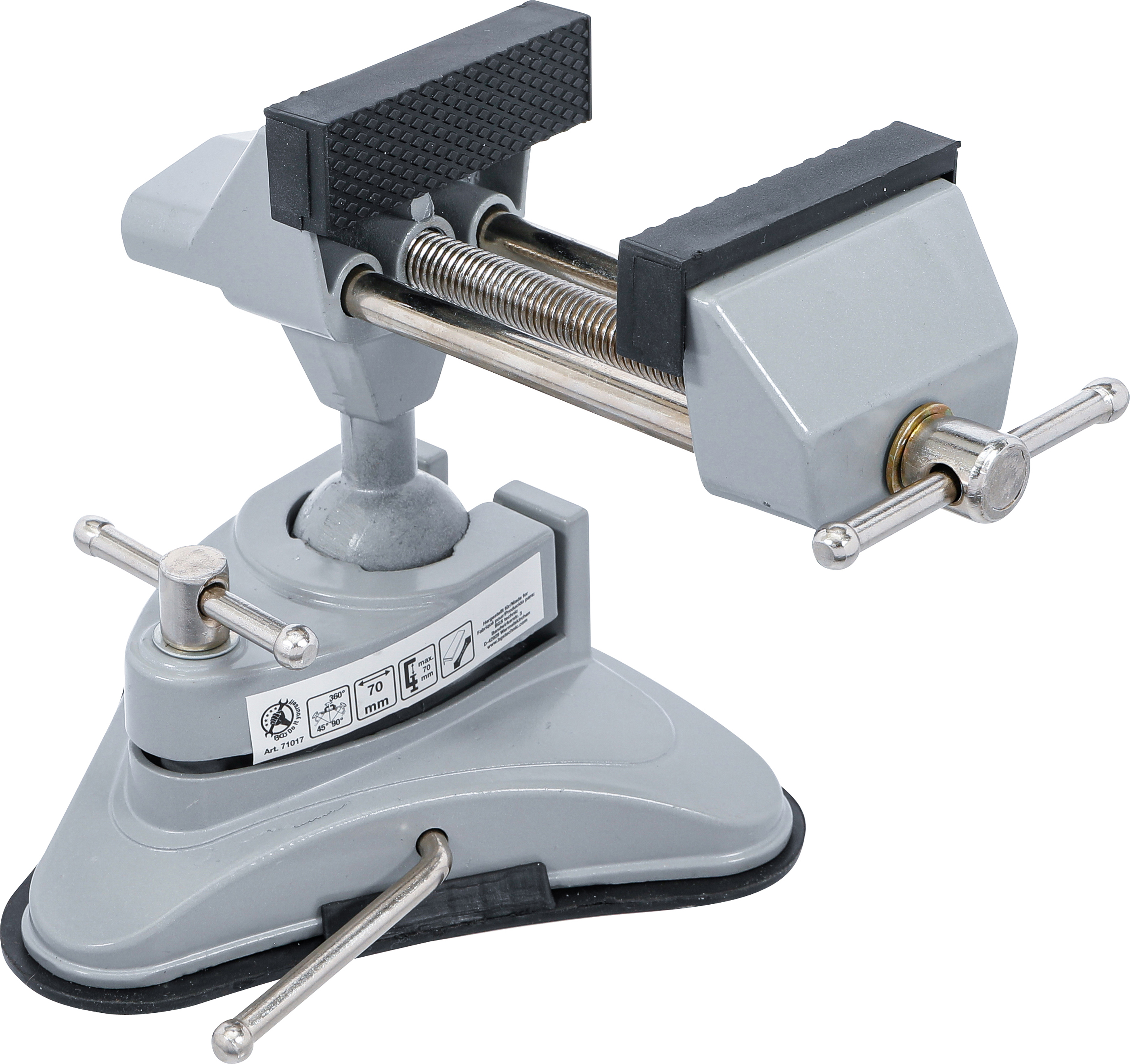 BGS Tisch-Schraubstock | schwenkbar | Backen 70 mm | mit Vakuum-Saugfuß