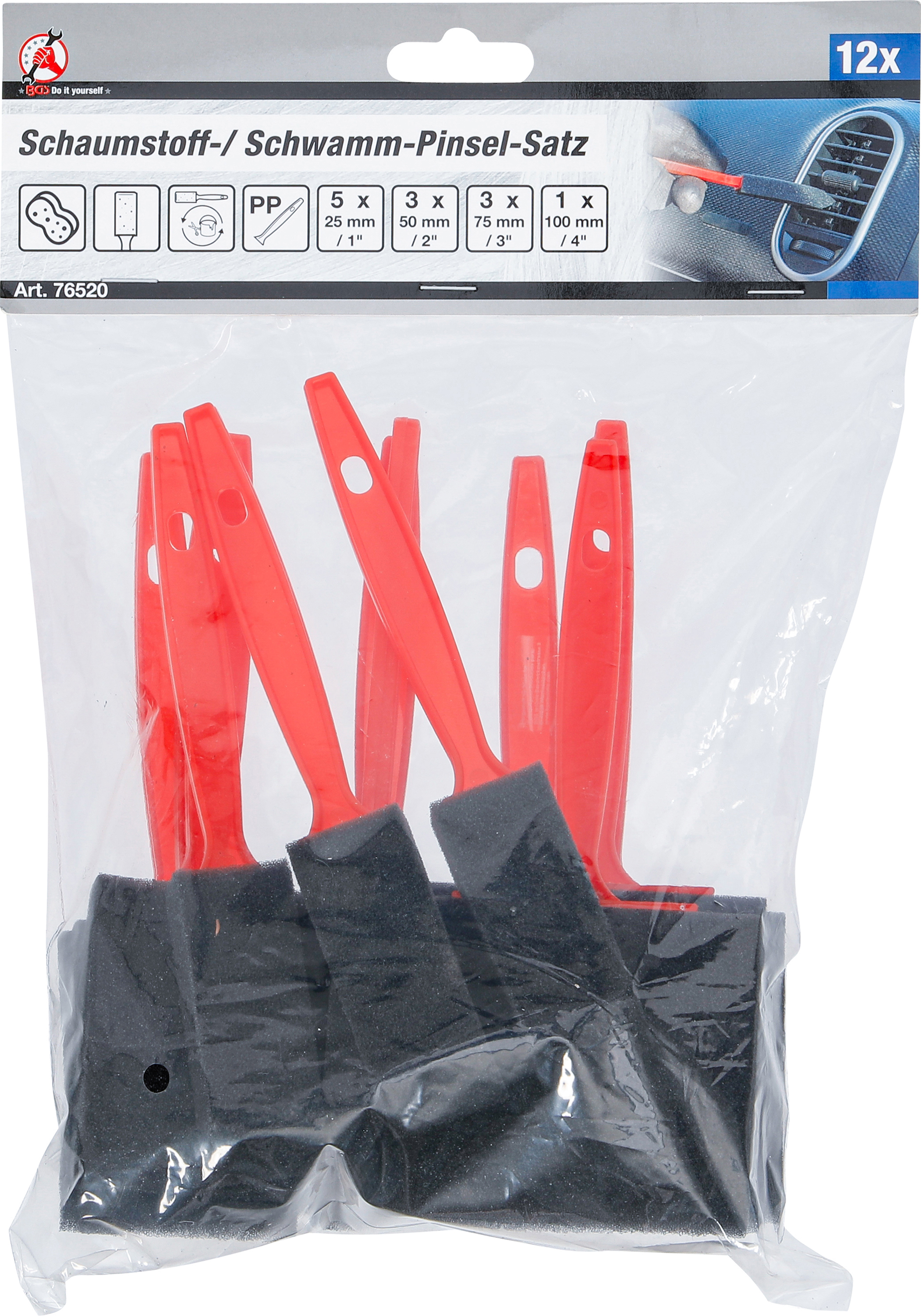 BGS Schaumstoff-/ Schwamm-Pinsel-Satz | 12-tlg.