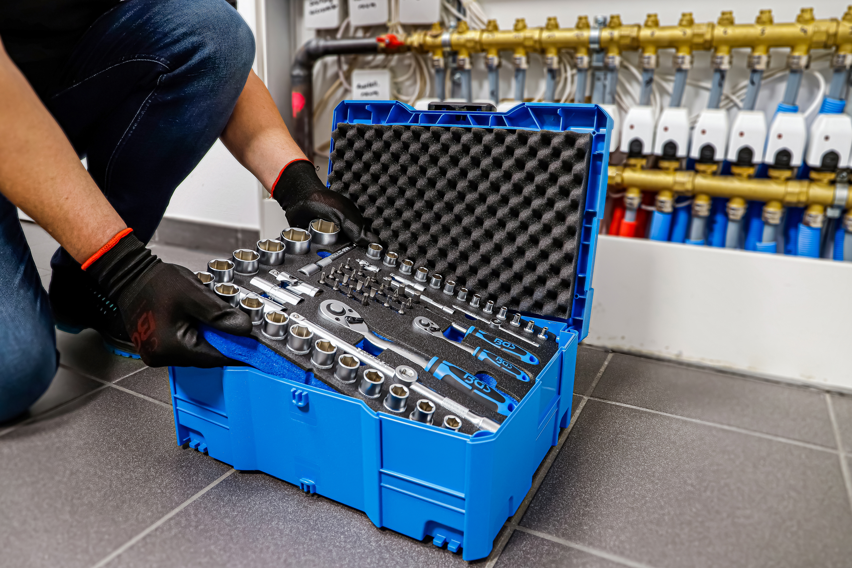 BGS Steckschlüssel- und Hammer-, Zangen-, Schraubendreher-Satz | 6,3 mm (1/4") / 12,5 mm (1/2") | BGS systainer® | 77-tlg.