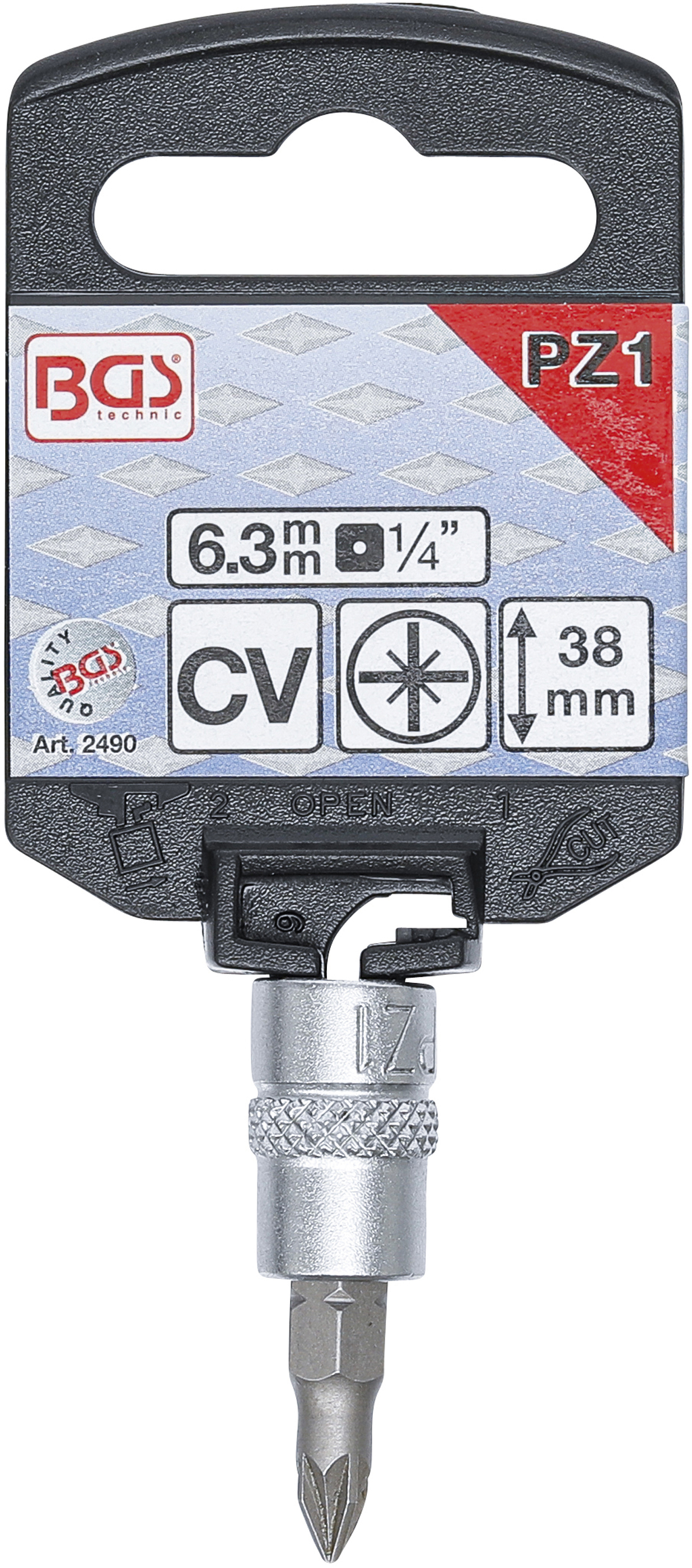 BGS Bit-Einsatz | Antrieb Innenvierkant 6,3 mm (1/4") | Kreuzschlitz PZ1