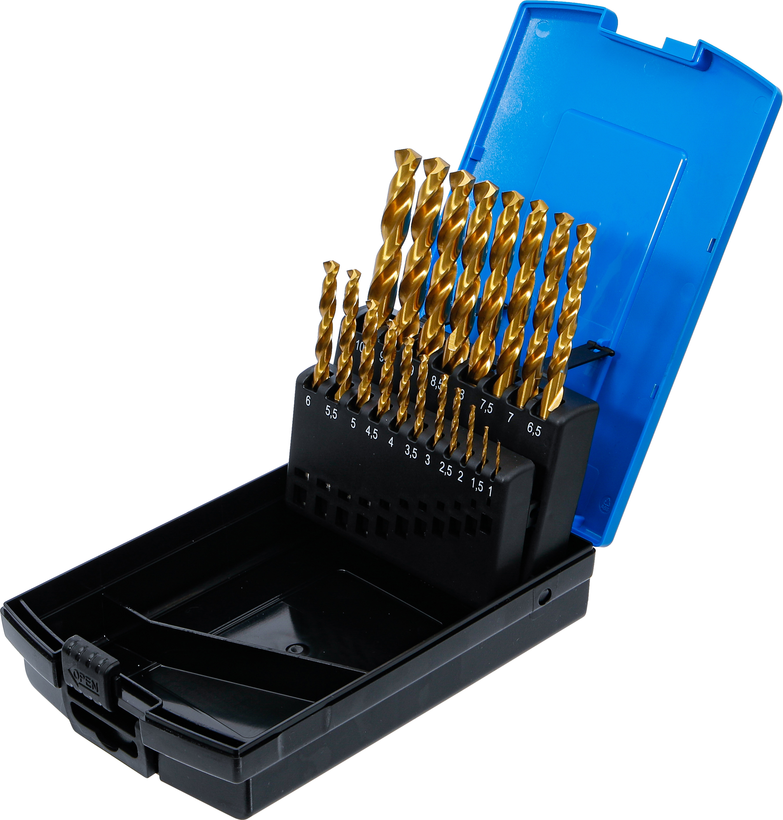 BGS Spiralbohrer-Satz | HSS-G | titan-nitriert | 1 - 10 mm | 19-tlg.