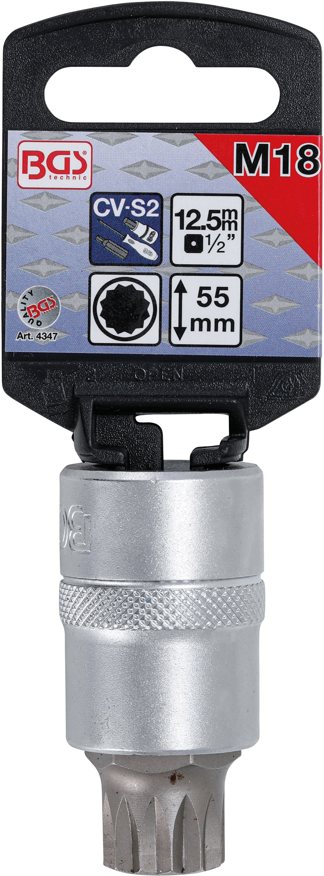 BGS Bit-Einsatz | Antrieb Innenvierkant 12,5 mm (1/2") | Innenvielzahn (für XZN) M18