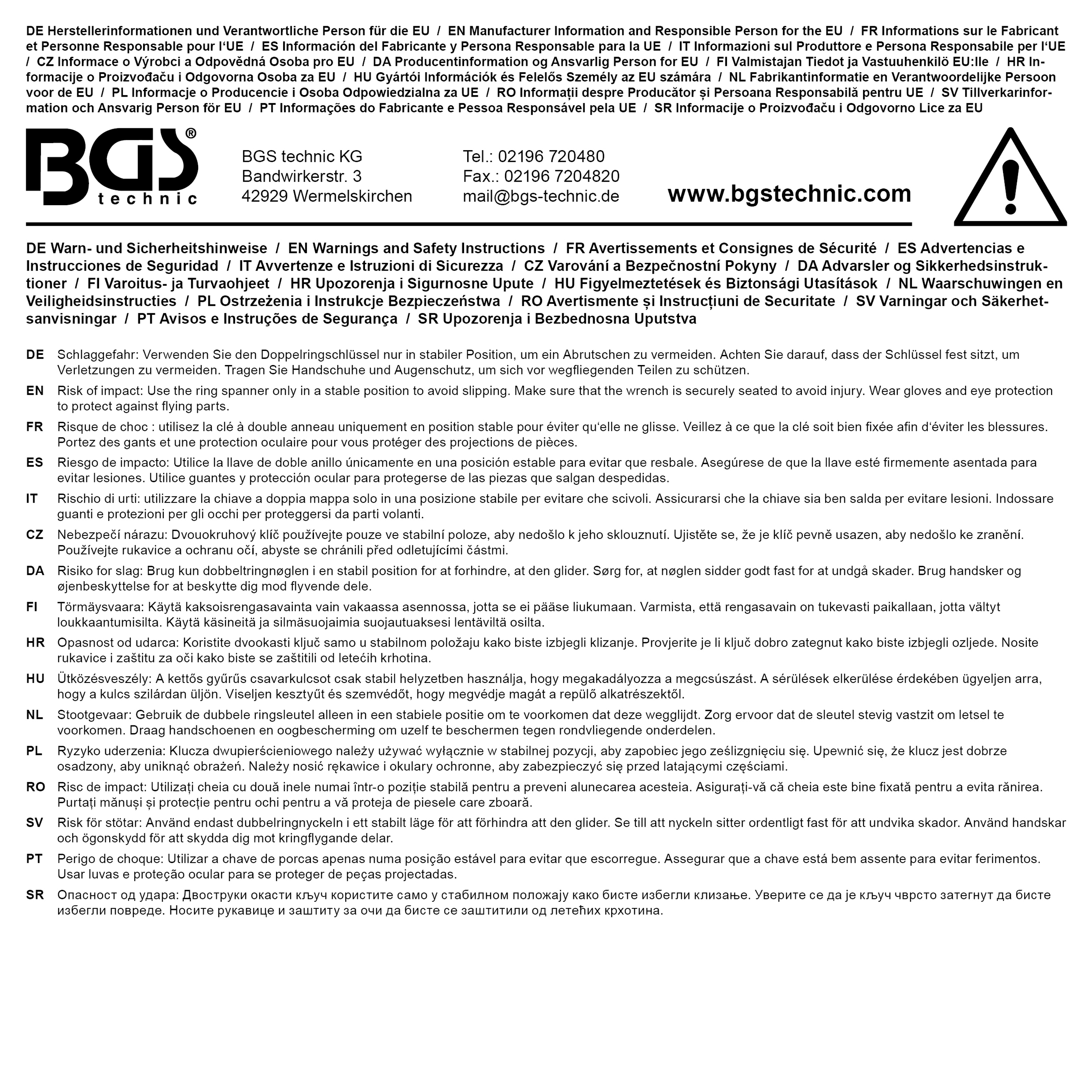 BGS Doppel-Ringschlüssel | extra flach | SW 20 x 22 mm