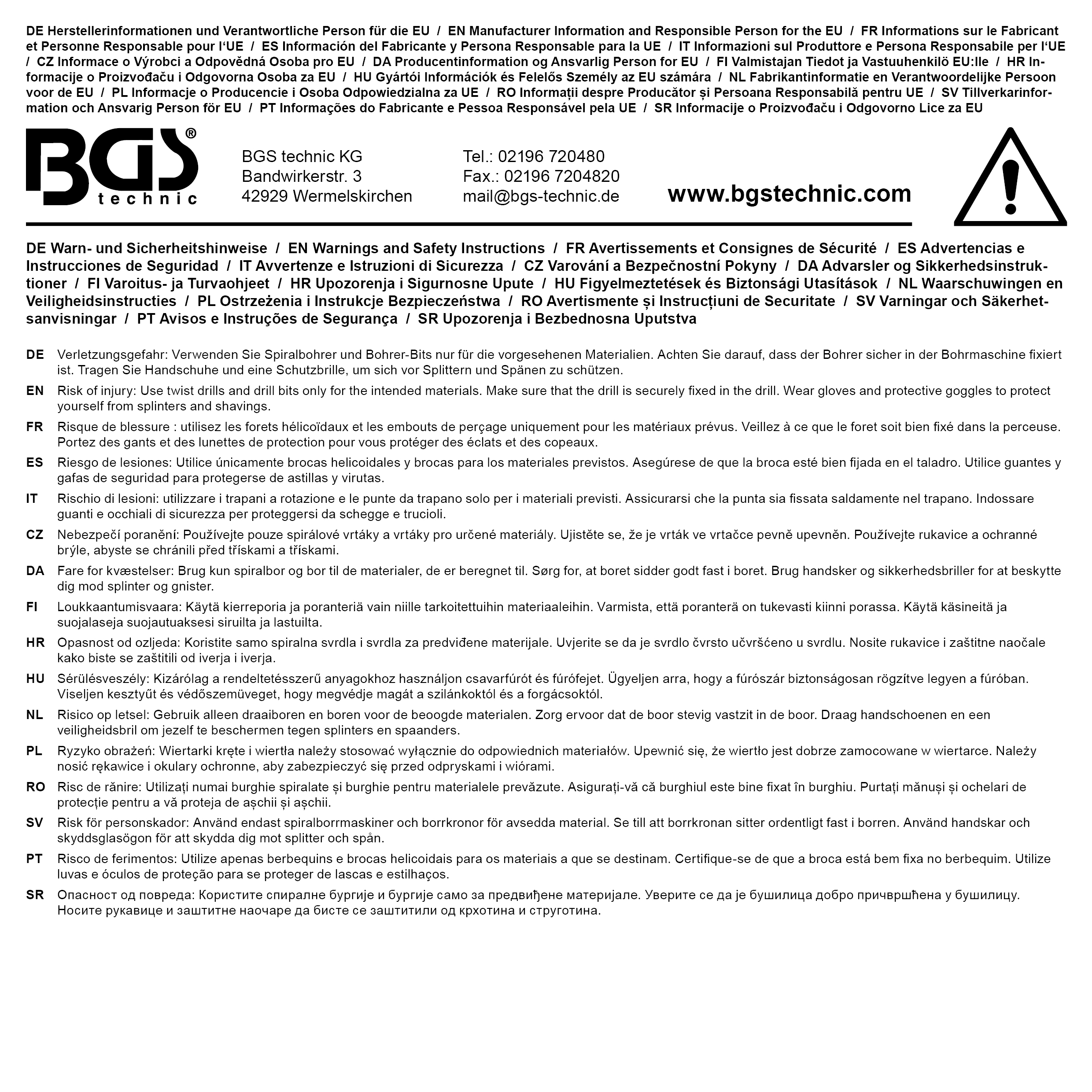 BGS HSS-Bohrer, linksschneidend | Ø 3,0 mm