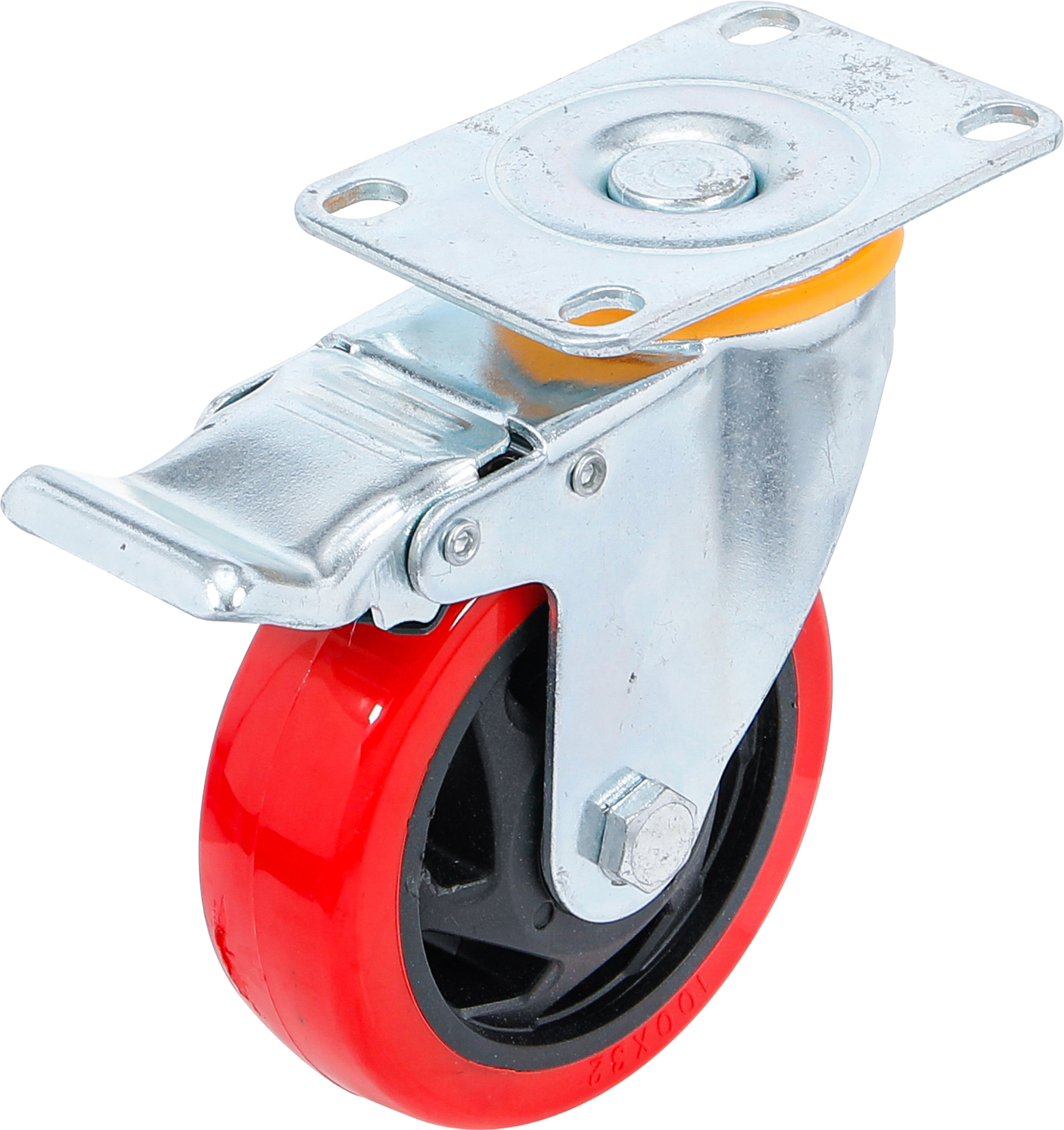 BGS Lenkrolle mit Bremse | rot/schwarz | Ø 100 mm
