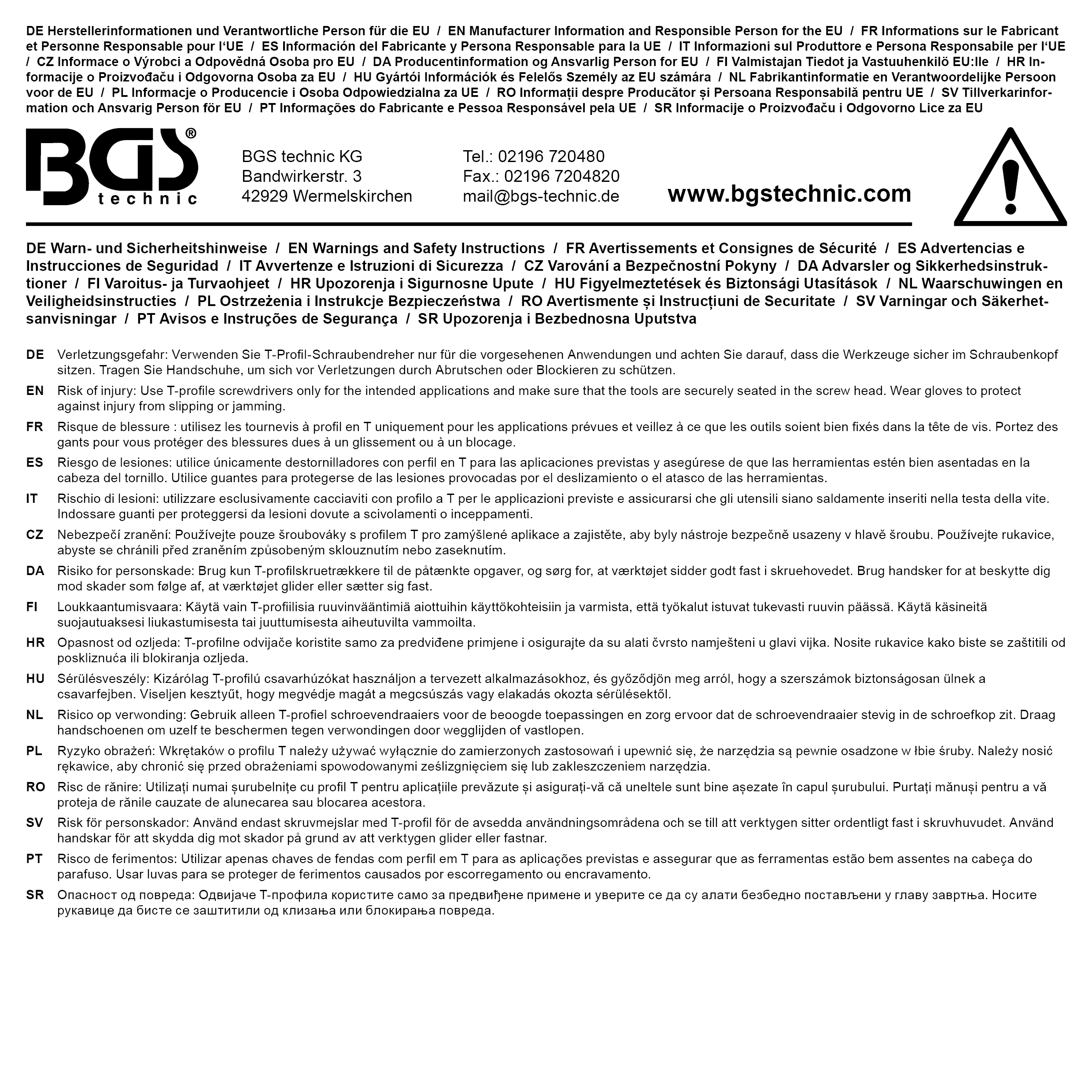 BGS Schraubendreher | T-Profil (für Torx) T8 | Klingenlänge 60 mm