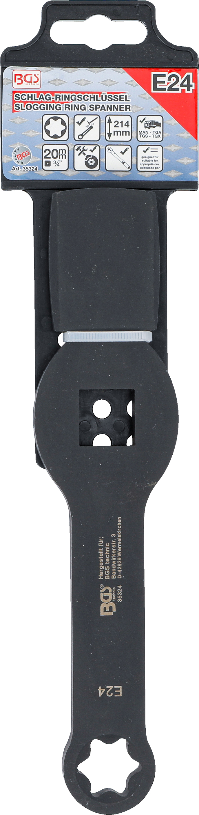 BGS Schlag-Ringschlüssel | E-Profil (für Torx) | mit 2 Schlagflächen | SW E24