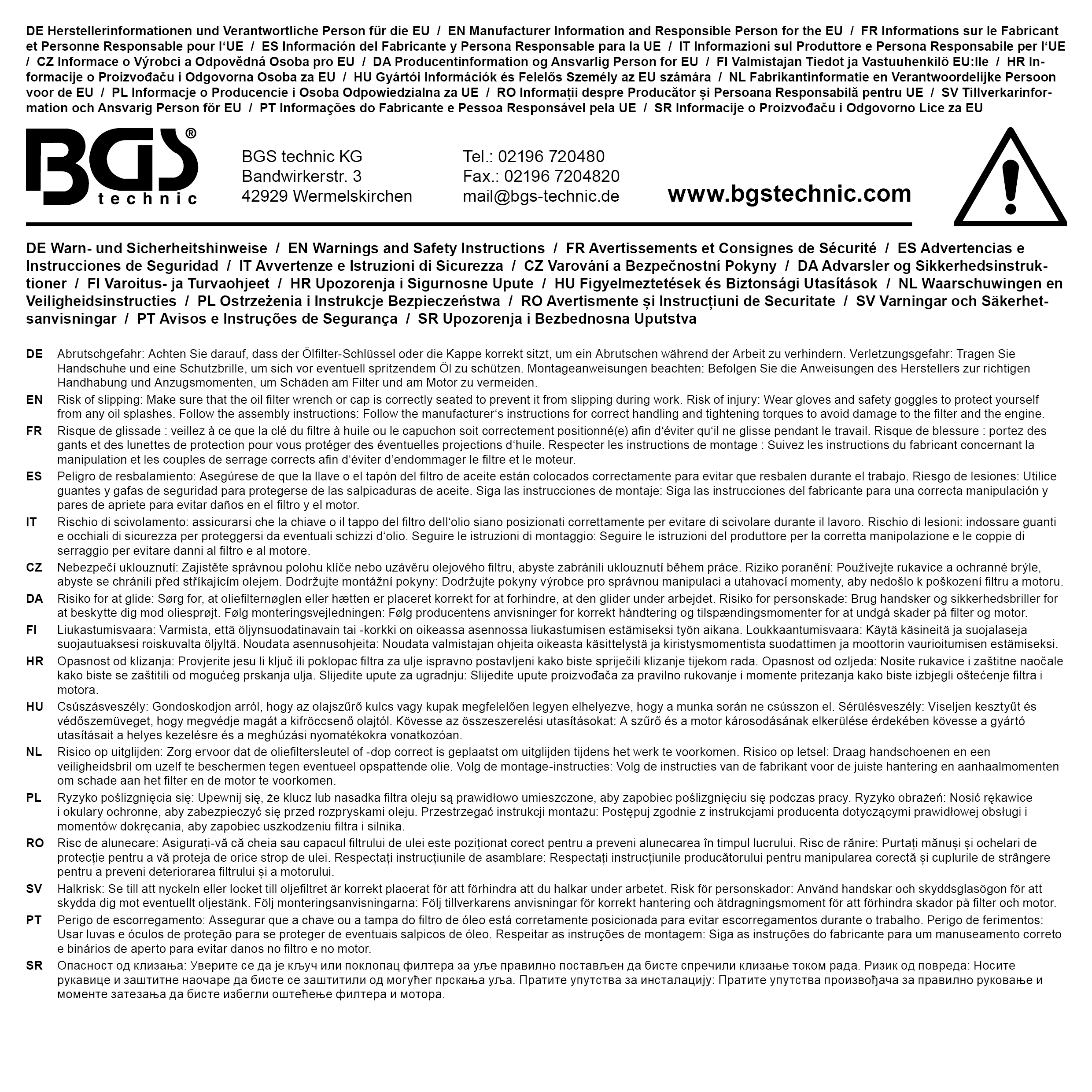 BGS Ölfilterschlüssel | 14-kant | Ø 64 mm | für Daihatsu, Fiat, Nissan, Toyota