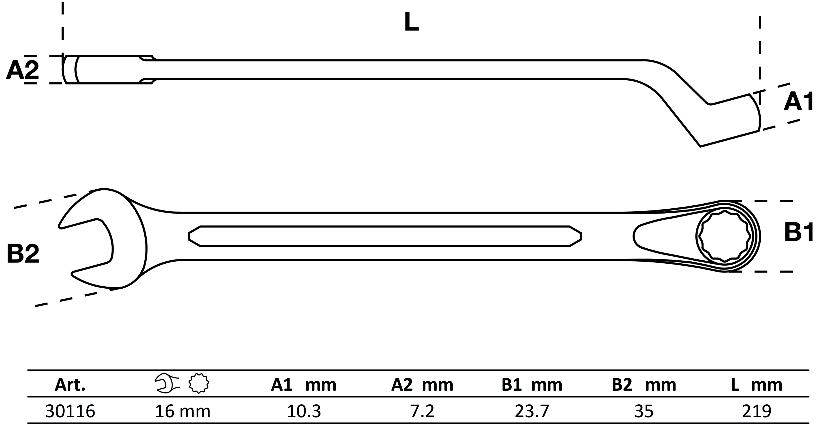 BGS Maul-Ringschlüssel, gekröpft | SW 16 mm