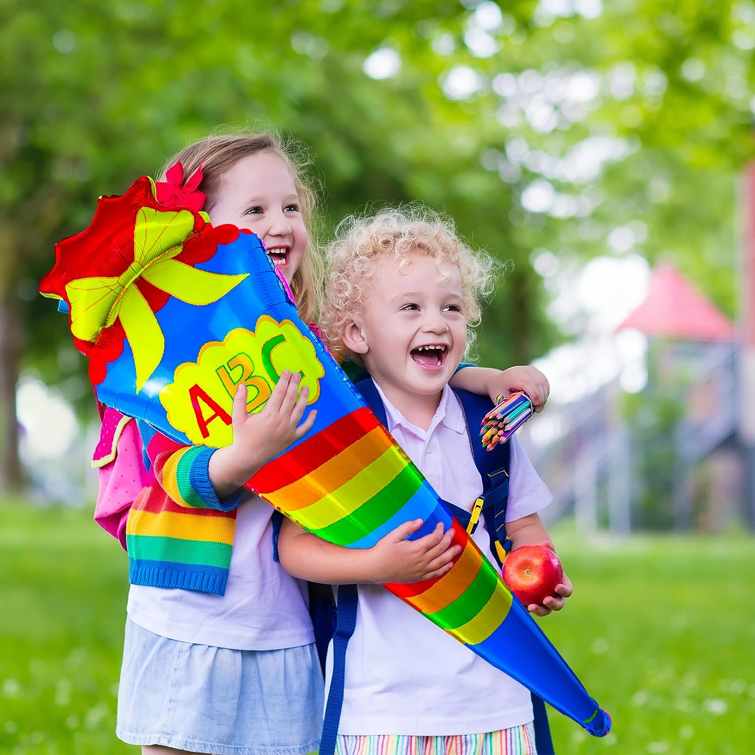 Folienballon Schulanfang 'Hurra Endlich Schule' - Helium Geeignet, Made In EU